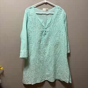 Boo Gemes women’s blue tunic dress‎ 100% cotton size XL Light Weight Resortwear